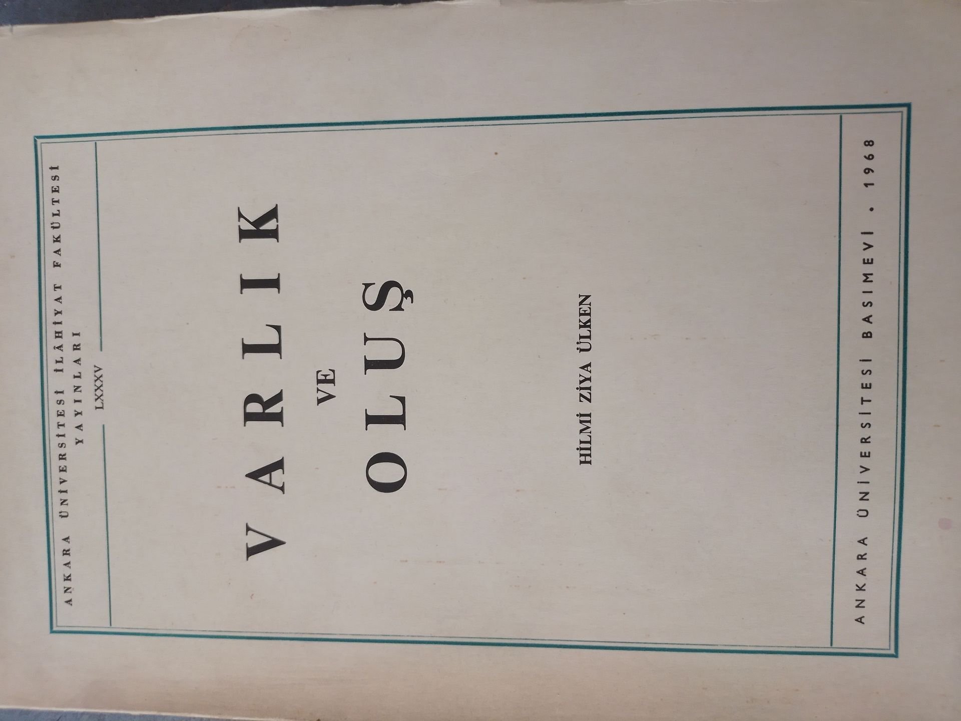 Varlık ve Oluş Hilmi Ziya Ülken